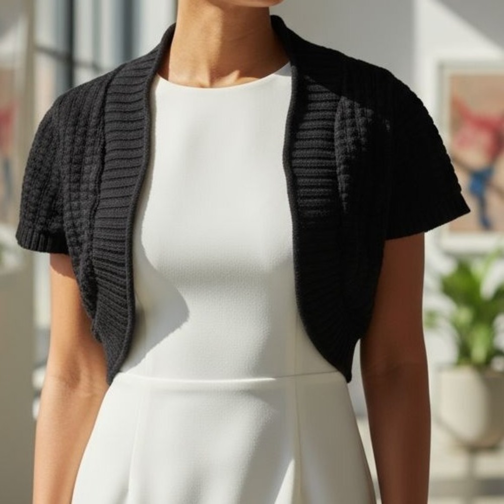 Micro cardigan knit George M open front short sleeve